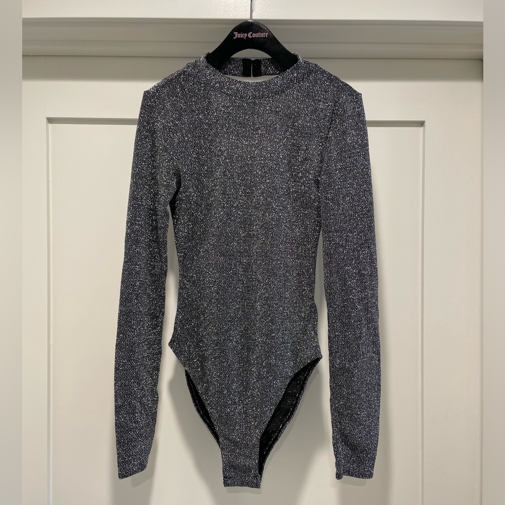 H&M Black n Silver Long Sleeved Bodysuit. Size XS. NWOT